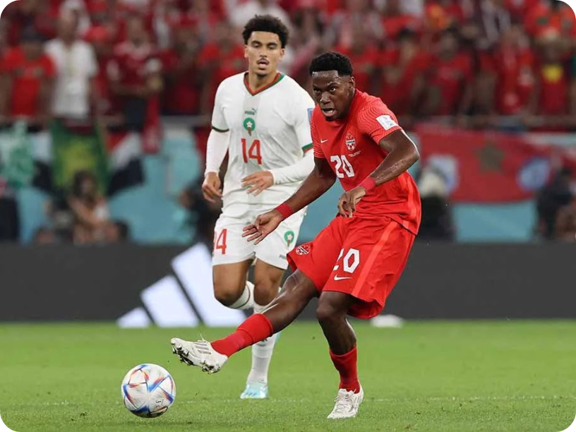 Aksi Jonathan David dalam pertandingan Kanada di fase grup Piala Dunia 2026