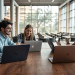 foto mahasiswa dan laptop